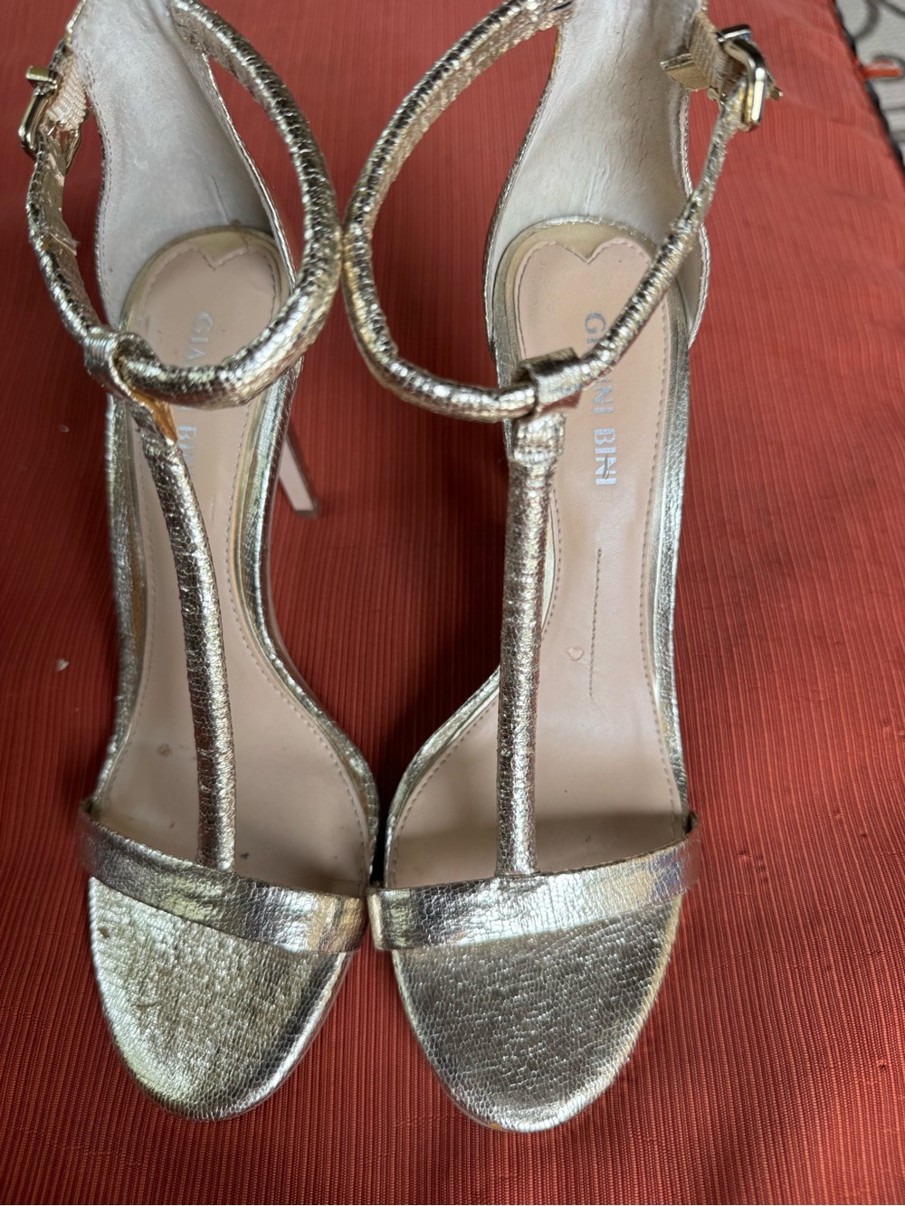 Gianni Bini Metallic Gold T-Strap Heels